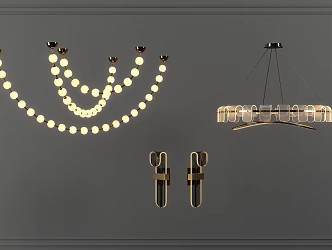 Simple Light Luxury Chandelier Wall Lamp Combination 3D Model 3d model