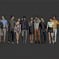 Diverse Group of People Standing Together in Modern Stylish Casual Outfits