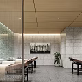 Modern SPA Sauna Interior Design With Massage Beds And Decorative Stone Walls
