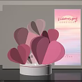 Valentine's Day Window Display With Pink Heart Decorations And February 14th Banner