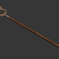Medieval Circular Spiked Weapon Featuring Wooden Handle Sharp Spikes And Metal Frame