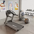 Essential Sports Equipment in Home Gym with Treadmill Exercise Bike Dumbbells and Fitness Posters