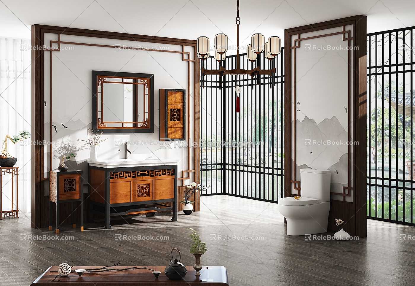 New Chinese Bathroom Products Bathroom Cabinet Toilet 3d model