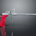 Professional Red Handle Caulk Gun With Silver Metal Body And Long Rod
