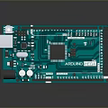 Blue Arduino Electronic Circuit Board With Microchip Pins Ports And Components