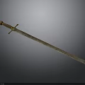 Intricate Carved Sword Sculpture With Decorative Metal Blade And Ornate Handle