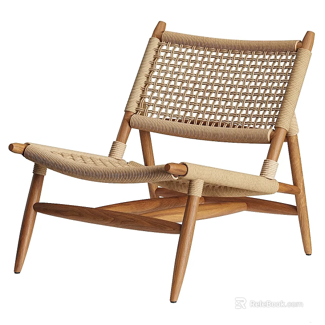 Modern Rattan Weave Leisure Chair With Wooden Frame For Indoor Comfortable Seating Design 3d model 