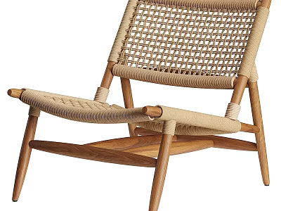 Modern Rattan Weave Leisure Chair With Wooden Frame For Indoor Comfortable Seating Design 3d model