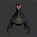 Detailed Blue Aquatic Dinosaur Model With Open Mouth Streamlined Body Textured Skin