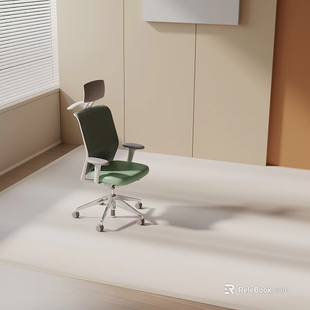 Green Modern Ergonomic Office Chair With Headrest Silver Frame And Wheels For Home Office 3d model 
