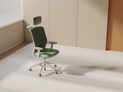 Green Modern Ergonomic Office Chair With Headrest Silver Frame And Wheels For Home Office 3d model