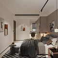 Modern Living Dining Room Interior With Sofa Coffee Table TV Wall Plant And Decorative Painting