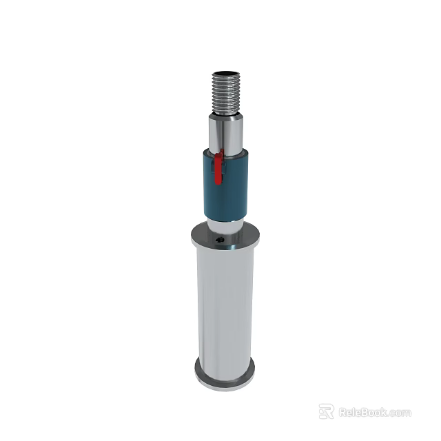 Mechanical Component With Threaded Top Blue Red Elements And White Cylindrical Base 3d model 