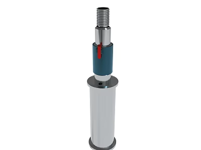 Mechanical Component With Threaded Top Blue Red Elements And White Cylindrical Base 3d model