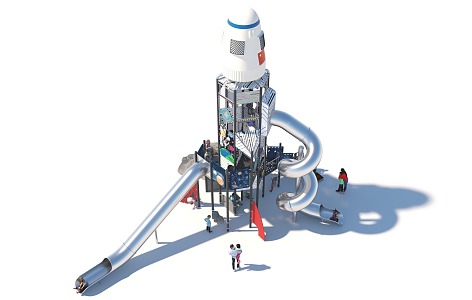 Rocket Tower Space Technology Amusement Park Children's Park Slide Playground Crawl 3d model