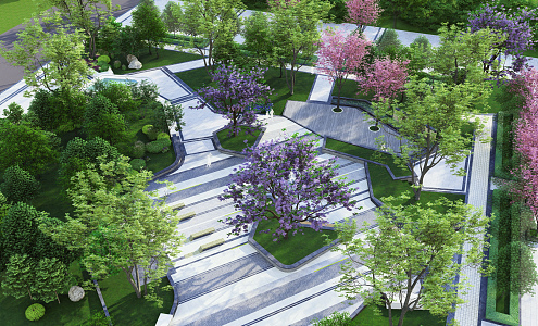 Pocket Park Modern Park 3d model