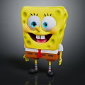 SpongeBob SquarePants Yellow Square Character With Big Eyes Smiling Face And Red Tie