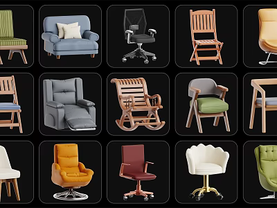 Various Leisure Chairs with Different Styles Materials and Designs for Home Furniture 3d model