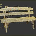 Outdoor Rustic Wooden Bench With Natural Wood Finish And Colorful Painted Letters For Garden Use