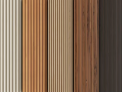Wall Paneling with Various Colors Wood Grain Textures and Design Samples 3d model