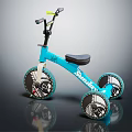 Kids Blue Sunday Tricycle With Black Yellow Handlebars And Astronaut Themed Wheels