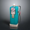 Vintage Blue Gasoline Pump With NO BENZIN Sign Fuel Hose And Dial