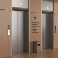 Modern Elevator Lobby With Multiple Elevators 20th Floor Panel And Trash Bin 3d model
