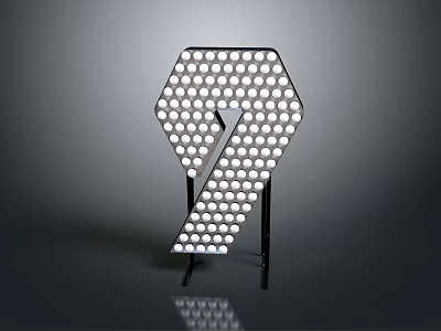 Modern Hexagonal Furniture Light With Small Round Dots And Black Stand Design 3d model