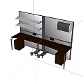 Modern Office Desk With Open Layout Wooden Top Metal Shelves And Drawers
