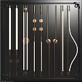 Modern Wall Lamps with Slim Metal Frames and Geometric Circular Accents on Dark Wall