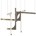 Modern Geometric Metallic Chandelier With Intersecting Linear Frame And Sleek Design For Contemporary Spaces