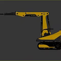 Compact Yellow Tracked Construction Equipment Featuring Extended Arm And Front Tool