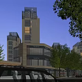 Detailed Aerial View Planning of Urban Area with High rise Buildings Green Spaces and River