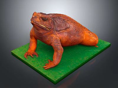 Orange Red Toad With Textured Skin Resting On Green Platform 3d model