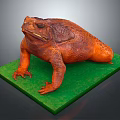 Orange Red Toad With Textured Skin Resting On Green Platform