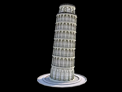 Iconic Leaning Tower of Pisa Historic Romanesque Architecture With White Stone Exterior And Arched Floors 3d model