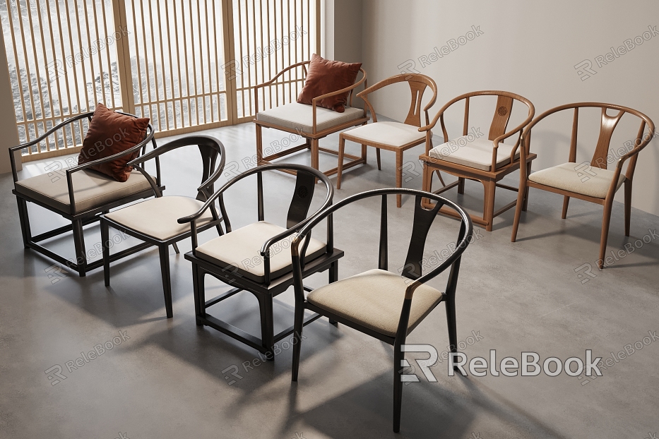 New Chinese Style Single Chair Ring Chair Dining Chair Leisure Chair Taishi Chair Chair model