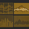 Modern Decorative Room Dividers With Woven Mountain And City Skyline Patterns
