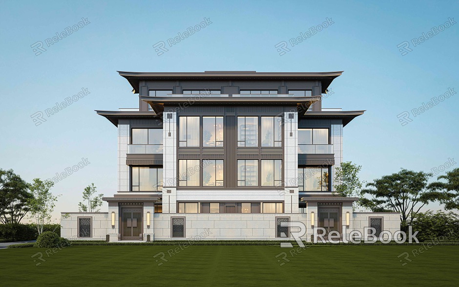 New Chinese style double-family villa model