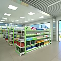 Bright Spacious Pharmacy Store Interior With Organized Shelves And Medicine Displays