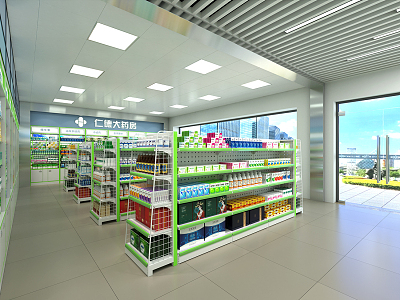 Modern pharmacy front shelf 3d model