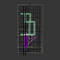 Public Restroom Corridor With Purple And Blue Neon Lights Mirrors Washbasins And Black Marble Floor