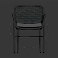 Modern Woven Rattan Chair with Metal Frame and Light Gray Cushion