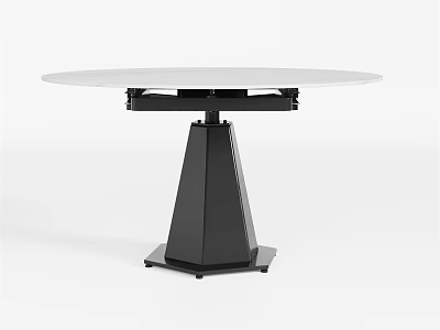 Modern Round Dining Table With White Tabletop And Black Conical Base 3d model