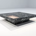 Modern Square Coffee Table With Black Marble Textured Surface And Light Inlay 3d model