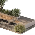 Modern Wooden Landscape Seat with Green Plants Gravel and Contemporary Design