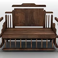 Traditional Chinese Solid Wood Arhat Bed With Backrest And Armrest Design 3d model