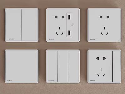 Modern White Switch Panels with USB Ports Power Outlets and Various Designs 3d model