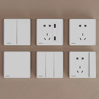 Modern switch socket combination 3d model