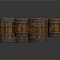 Classic Vintage Wooden Barrels With Metal Hoops And Distressed Wood Grain